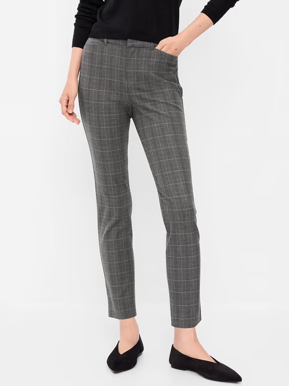 Old navy pixie high waisted Plaid Slim Ankle Pants in Gray plaid work